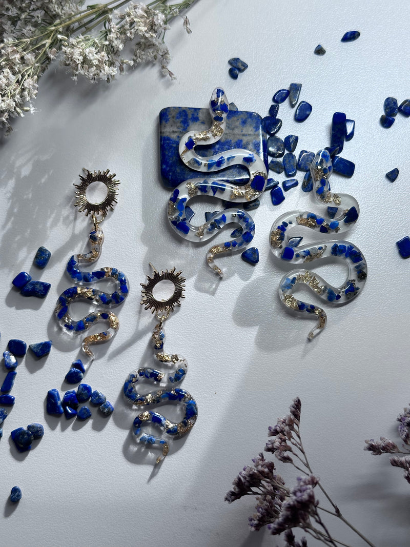 “The Feminine" Lapis Lazuli  Lightweight Big Snake Studs