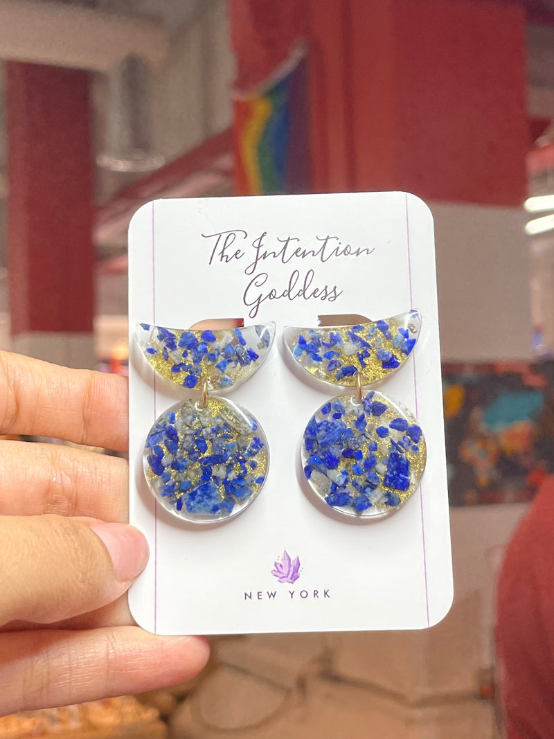 “Moon Cycle" Lapis Lazuli Moon Studs