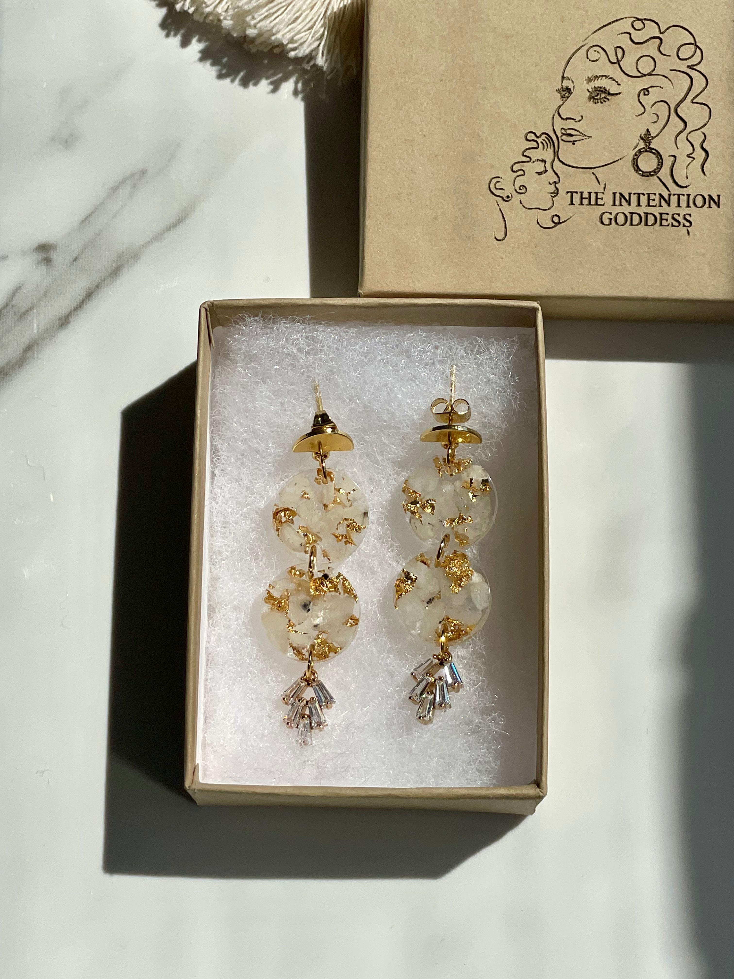 “Compassion Goddess" Moonstone Earrings (Double)