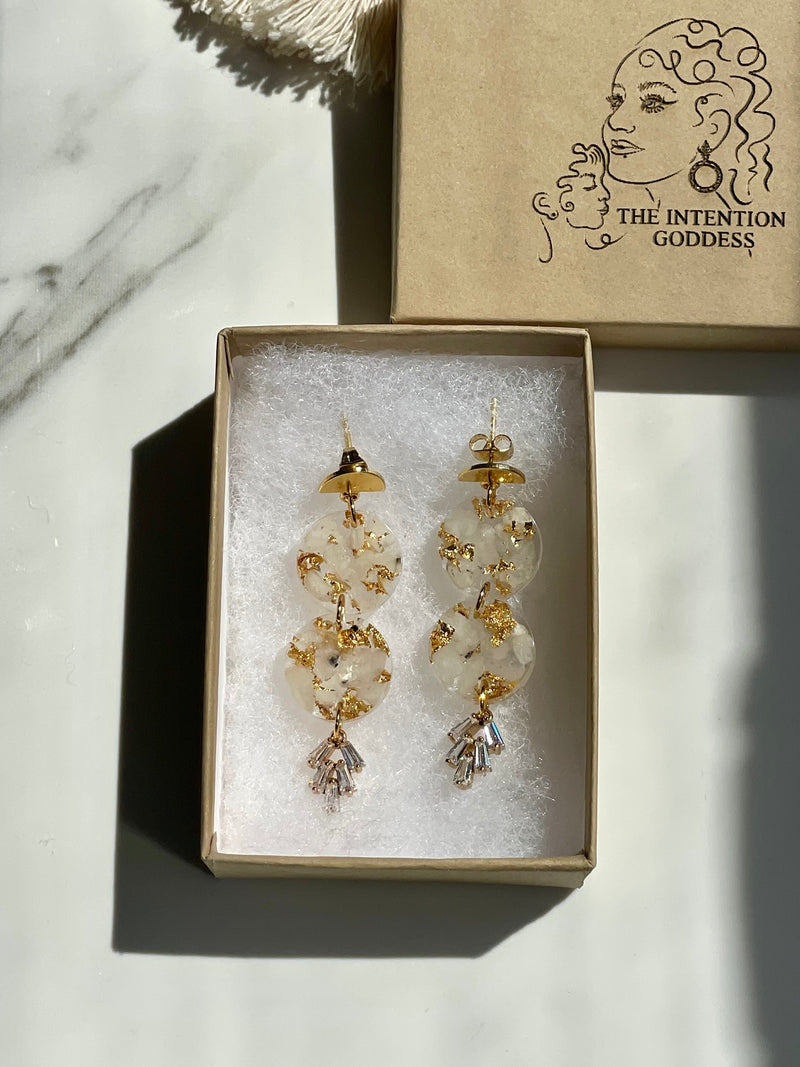 “Compassion Goddess" Moonstone Earrings (Double)