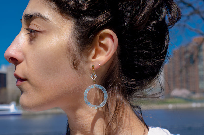“The Valentina” Aquamarine Hoop Earrings
